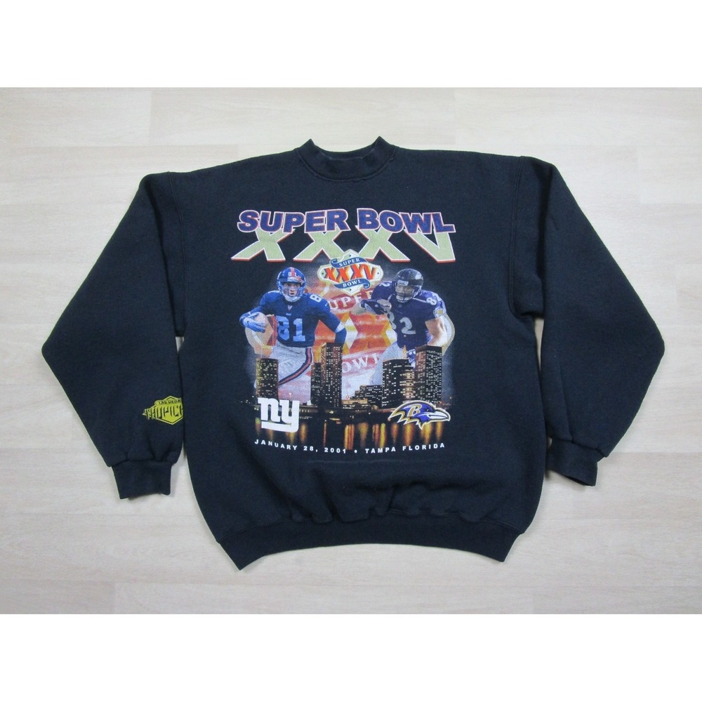 Vintage Super Bowl XXXV Crewneck Sweatshirt Adult (L) 01 Tropicana Ravens Giants